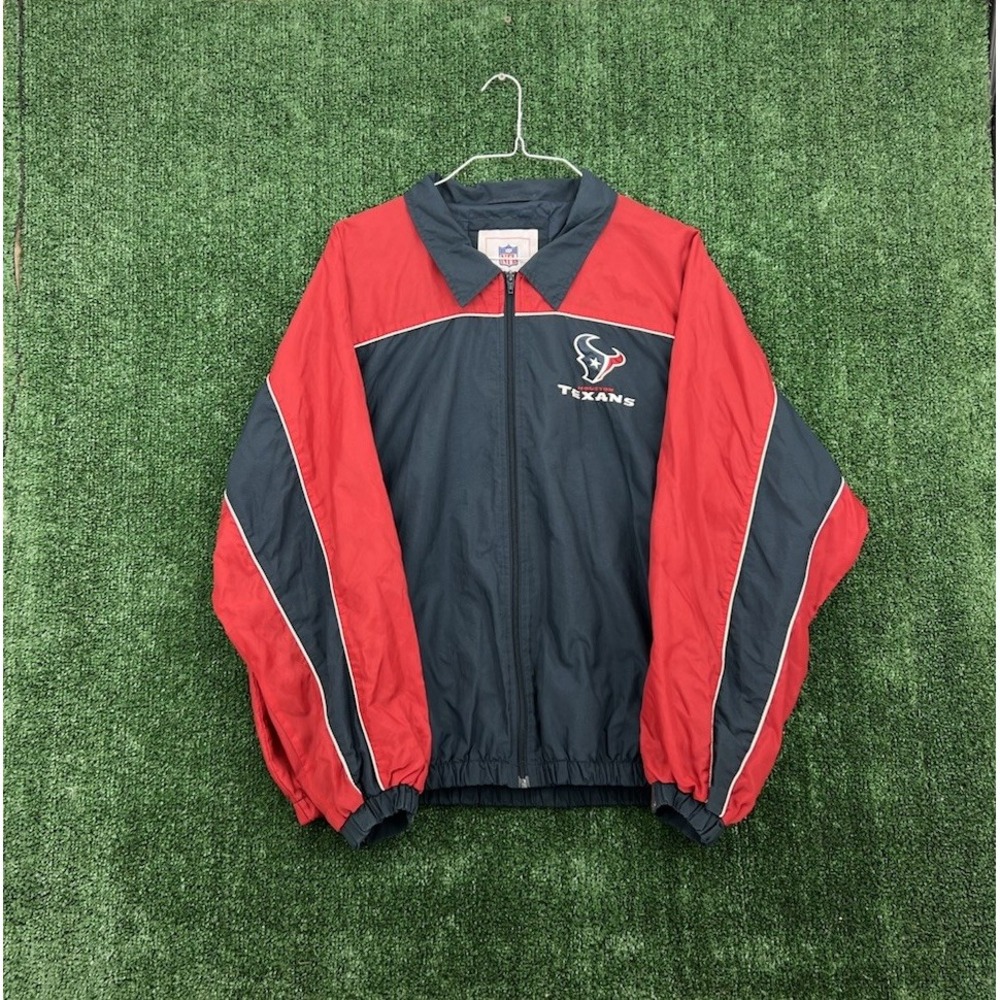 Houston Texans NFL Pullover Windbreaker Jacket Mens XL Navy Red Full Zip